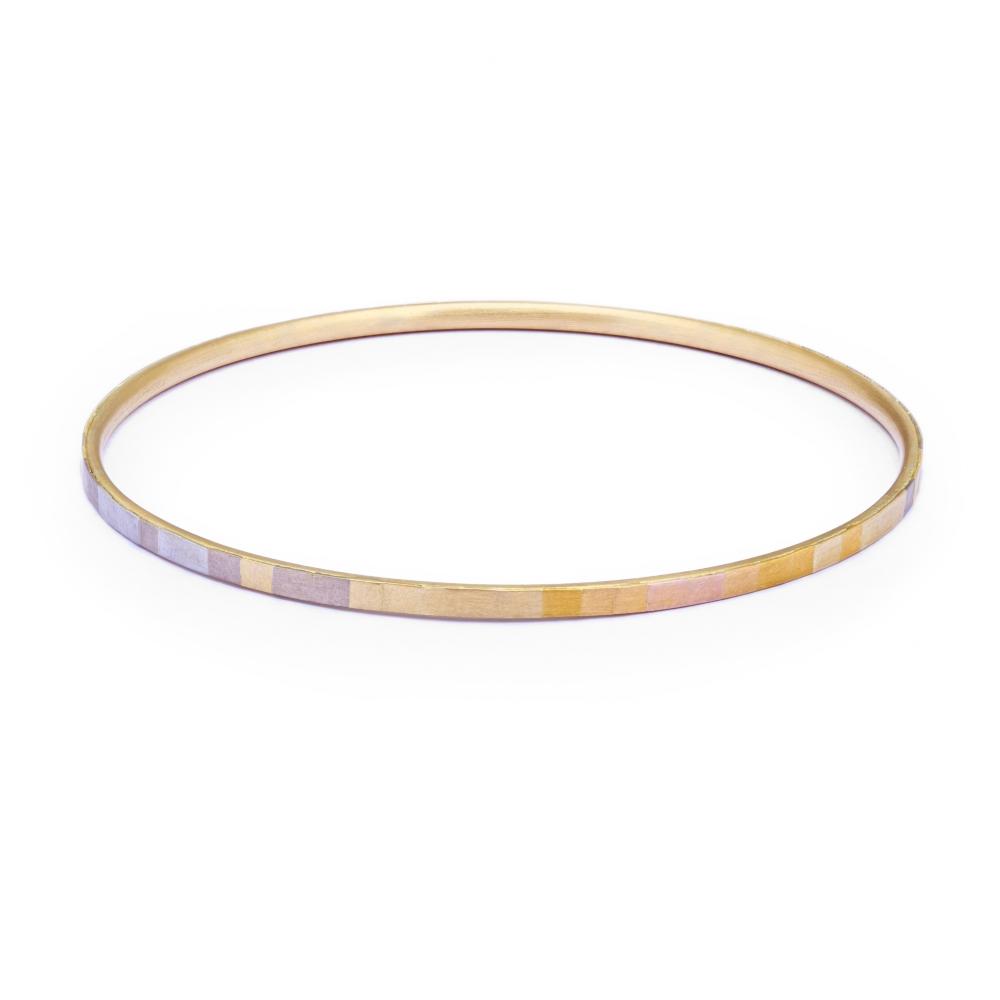Sia Taylor KB2 RAIN Rainbow Gold Faceted Horizon Bangle WB
