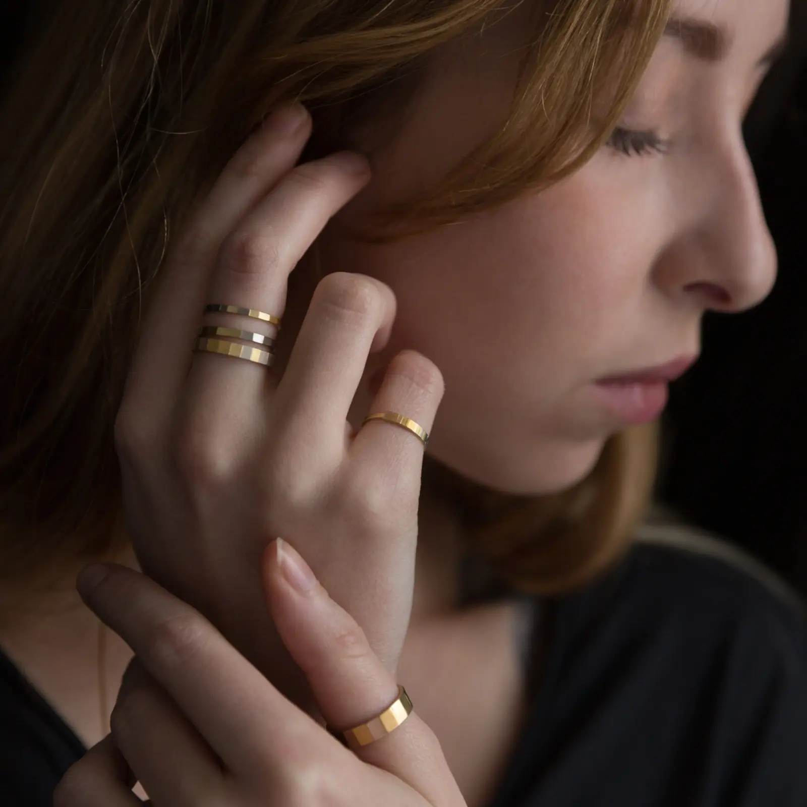 Sia Taylor Rainbow Gold Faceted Rings M