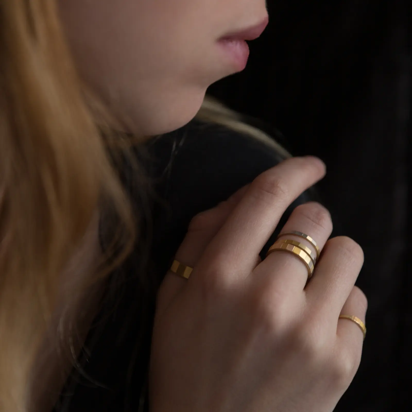 Sia Taylor Rainbow Gold Faceted Rings M1