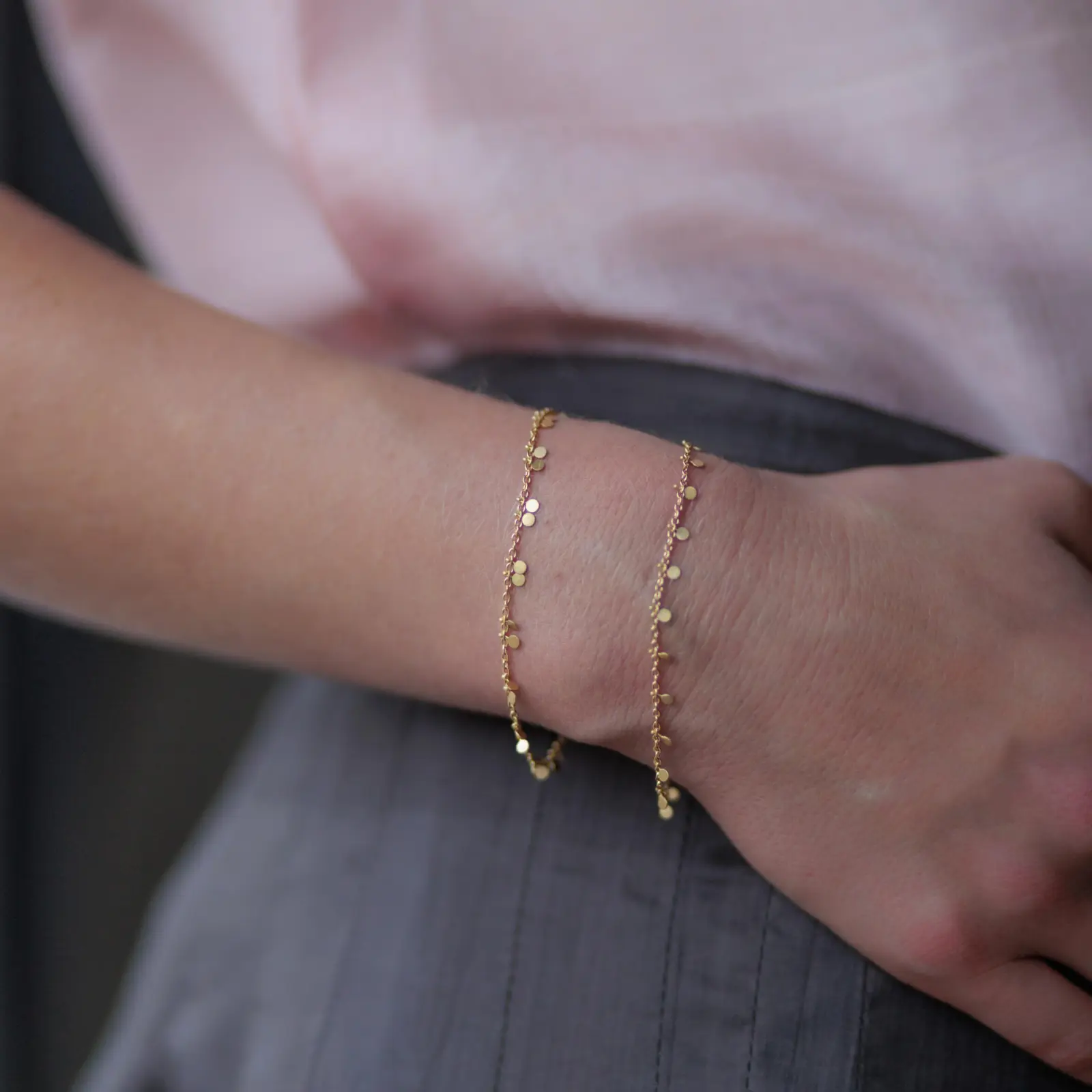 Sia Taylor DB6 Y Yellow Gold Tiny Double Dots Bracelet 3