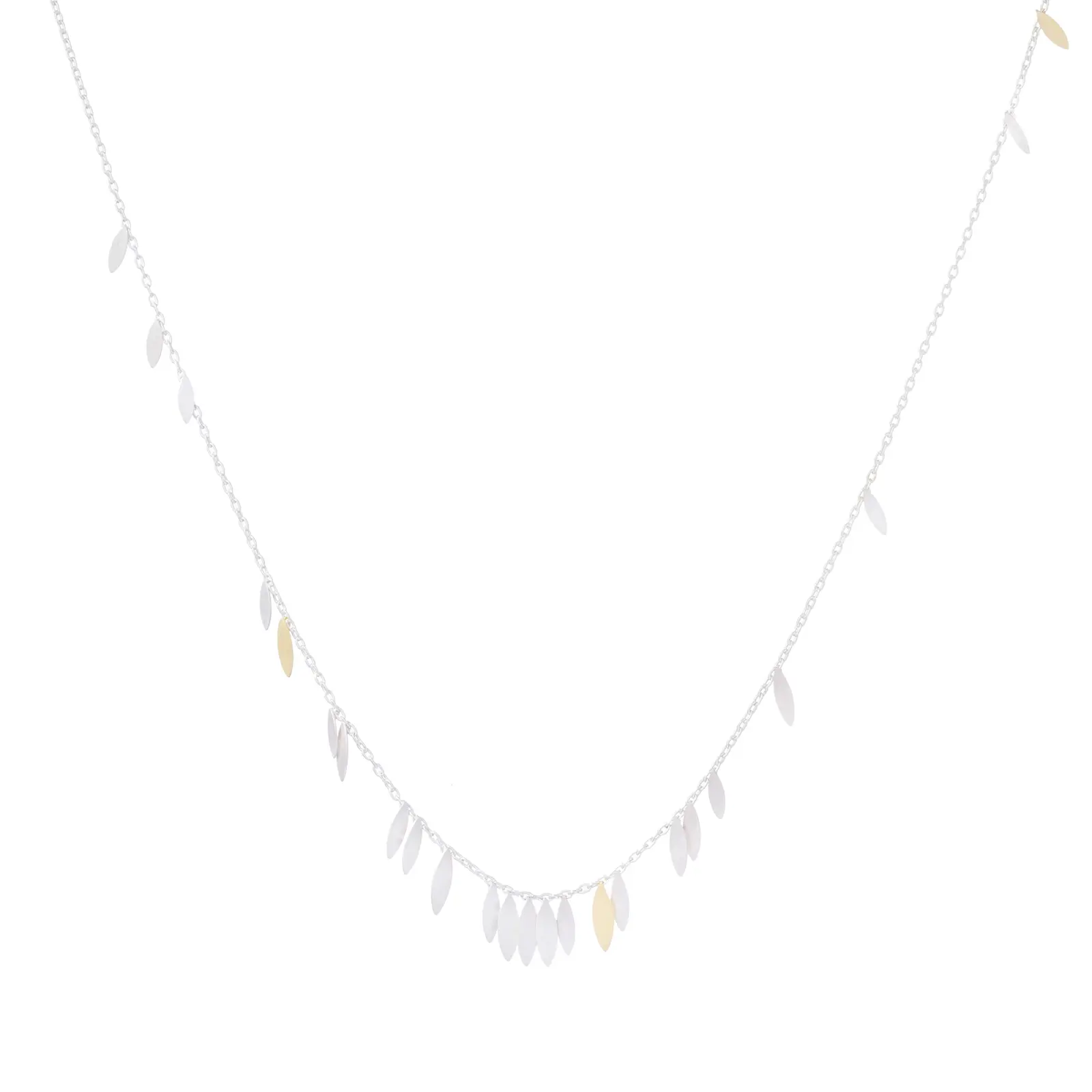 Sia Taylor KLN2 SG Silver Scattered Leaf Necklace WB