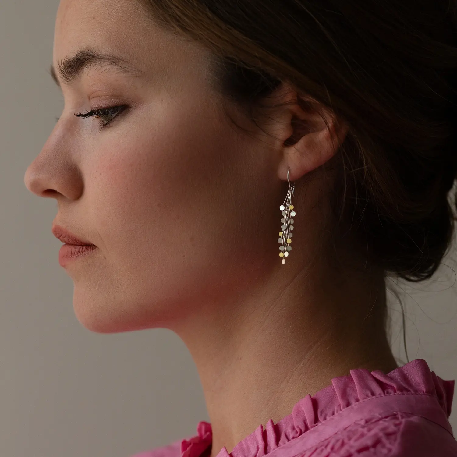 Sia Taylor DE361 SG Silver Long Dot Earrings 2