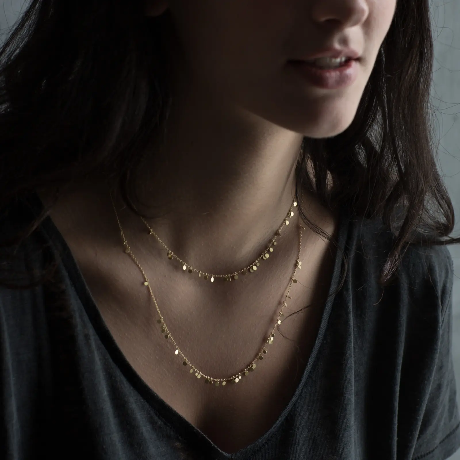 Sia Taylor DN31 Y Random Yellow Gold Dots Necklace M