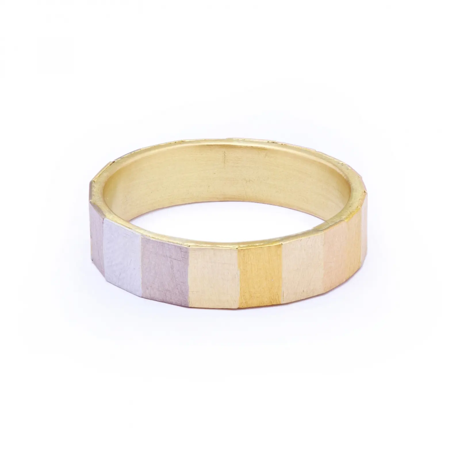 Sia Taylor KR16 RAIN Rainbow Gold Large Faceted Band WB