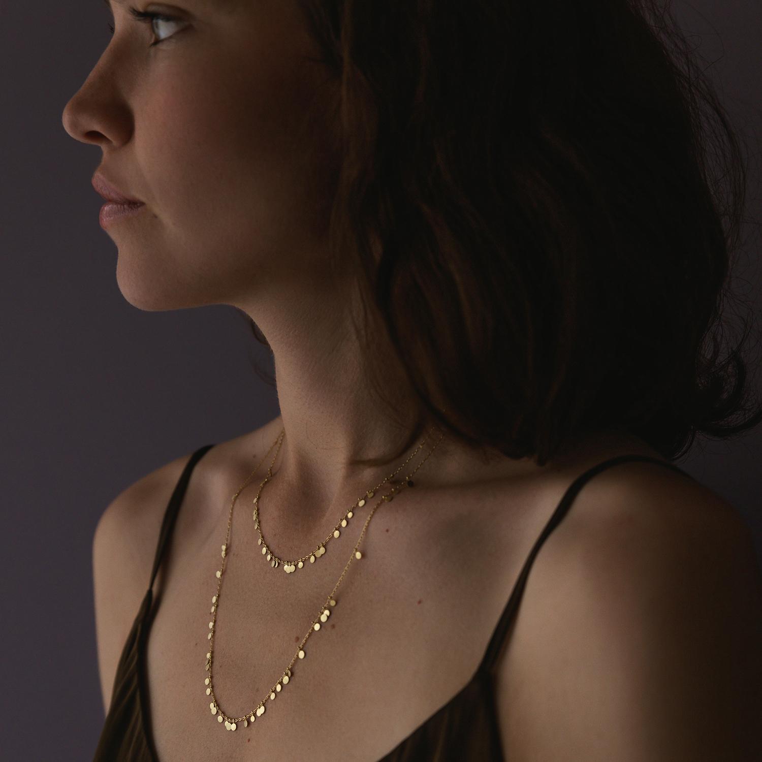 Sia Taylor DN32 Y Long Random Yellow Gold Dots Necklace M2