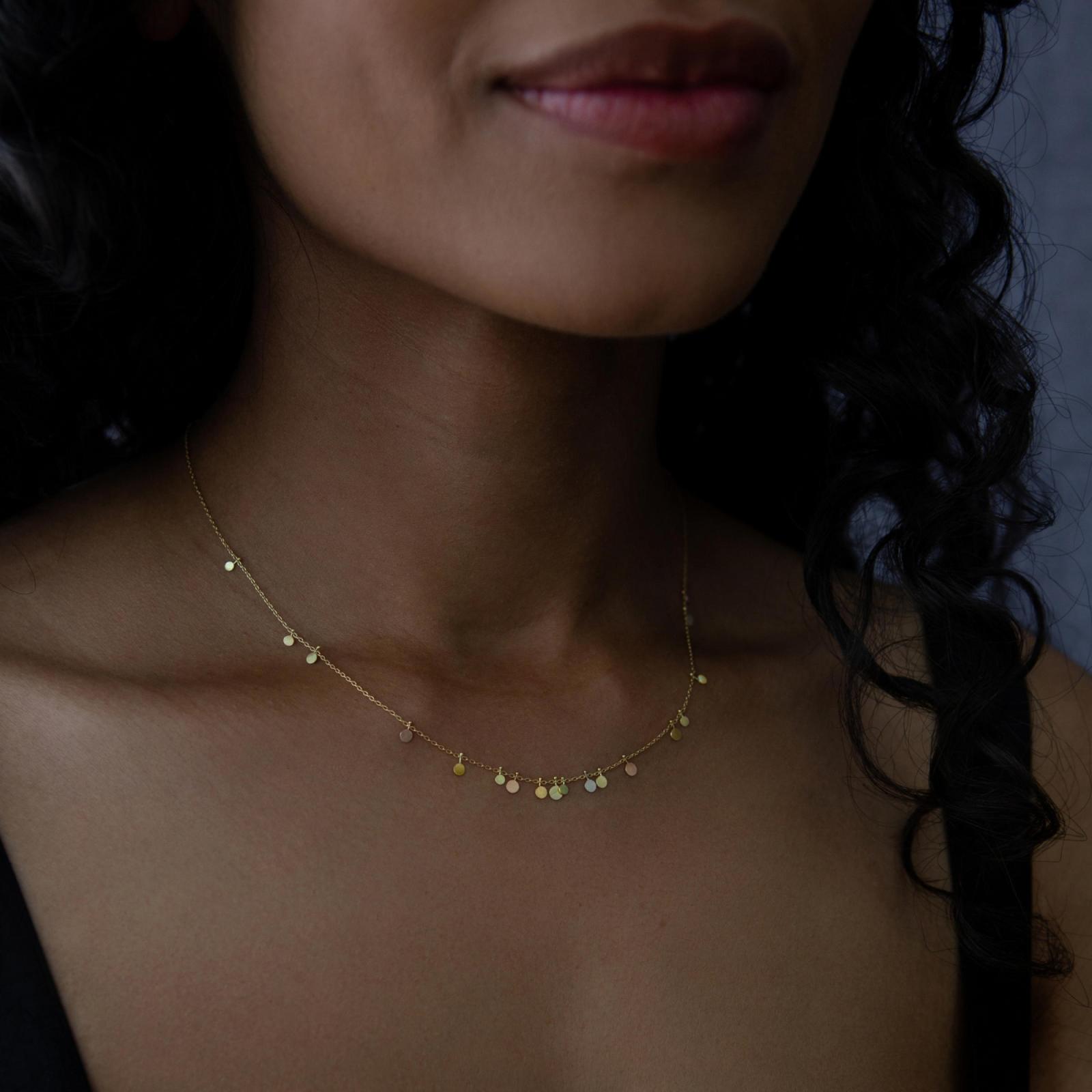 Sia Taylor DN360 RAIN Tiny Random Rainbow Gold Dots Necklace M