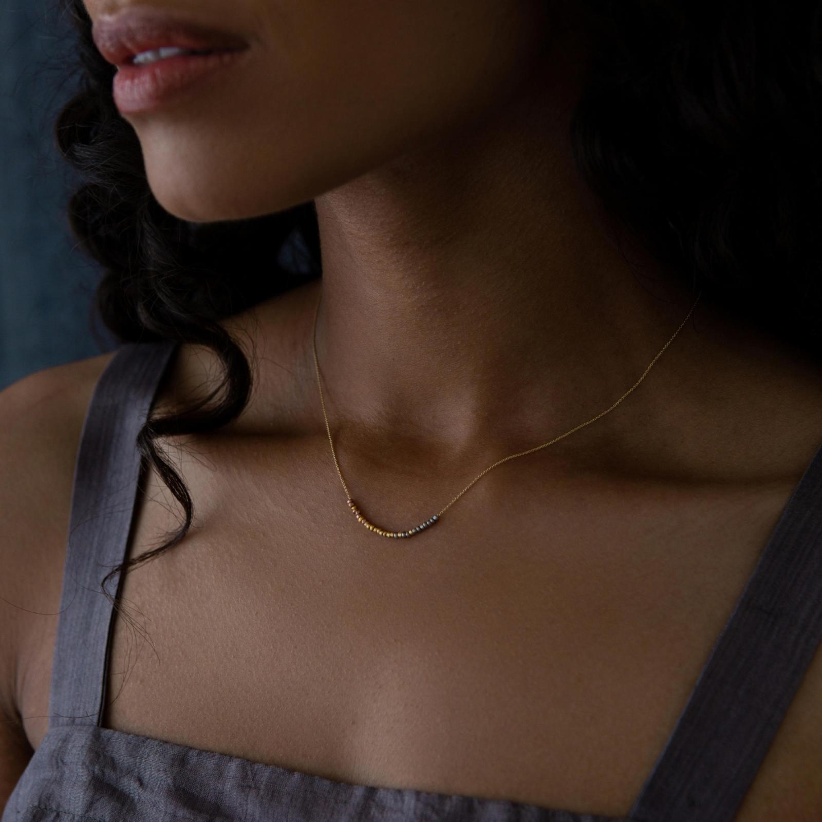 Sia Taylor KN11 Y Rainbow Gold Tiny Bead Rainbow Necklace M2