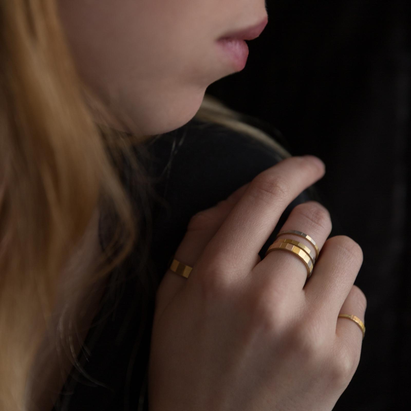 Sia Taylor Rainbow Gold Faceted Rings M1