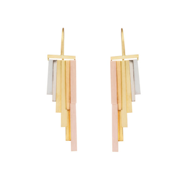 Sia Taylor KE43 RAIN Rainbow Gold Long Rainfall Earrings W