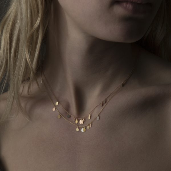 Sia Taylor TN3 Y Double Chain Raindrops Gold Necklace M