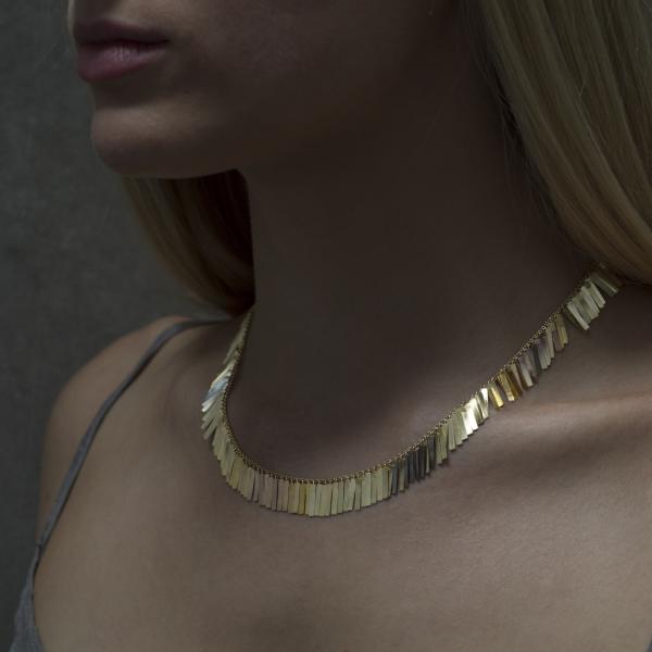 Sia Taylor KN28 RAIN Rainbow Gold Sunset Fringe Full Necklace M