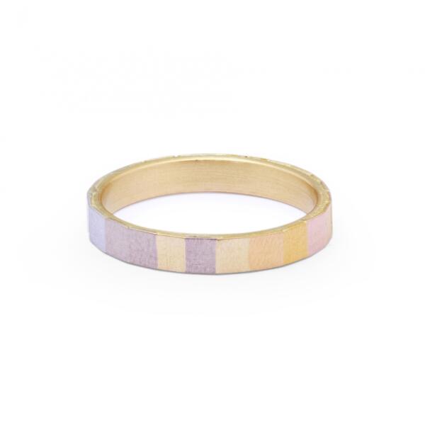 Sia Taylor KR15 RAIN Rainbow Gold Wide Faceted Band WB
