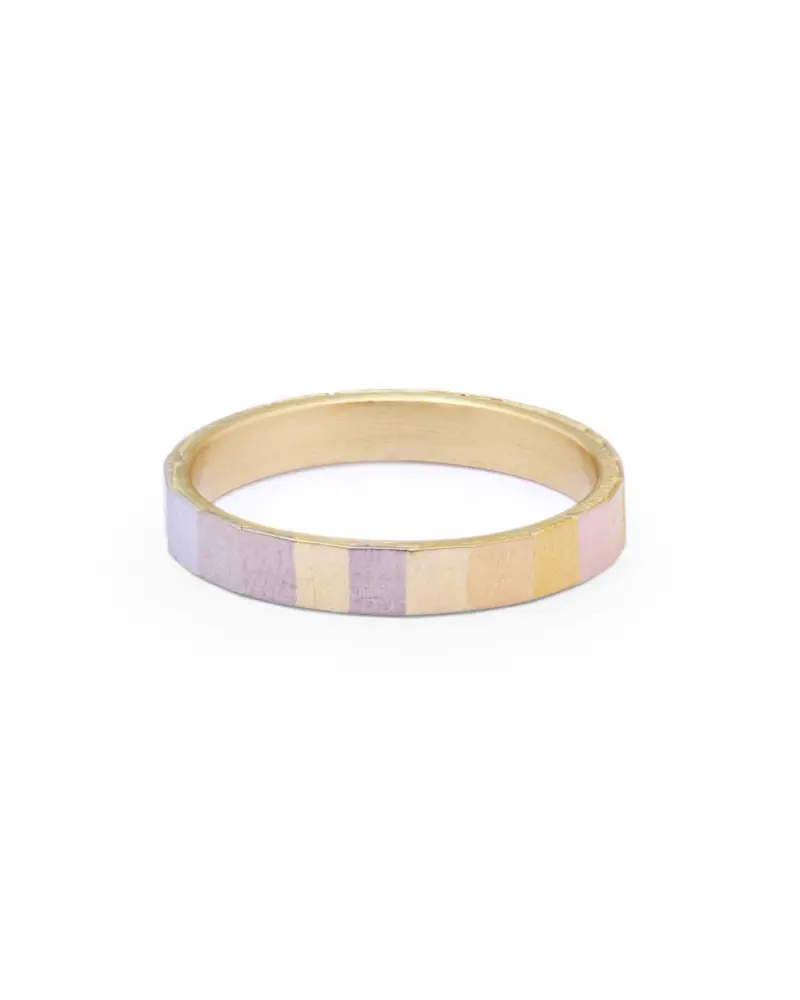 Sia Taylor KR15 RAIN Rainbow Gold Wide Faceted Band WB