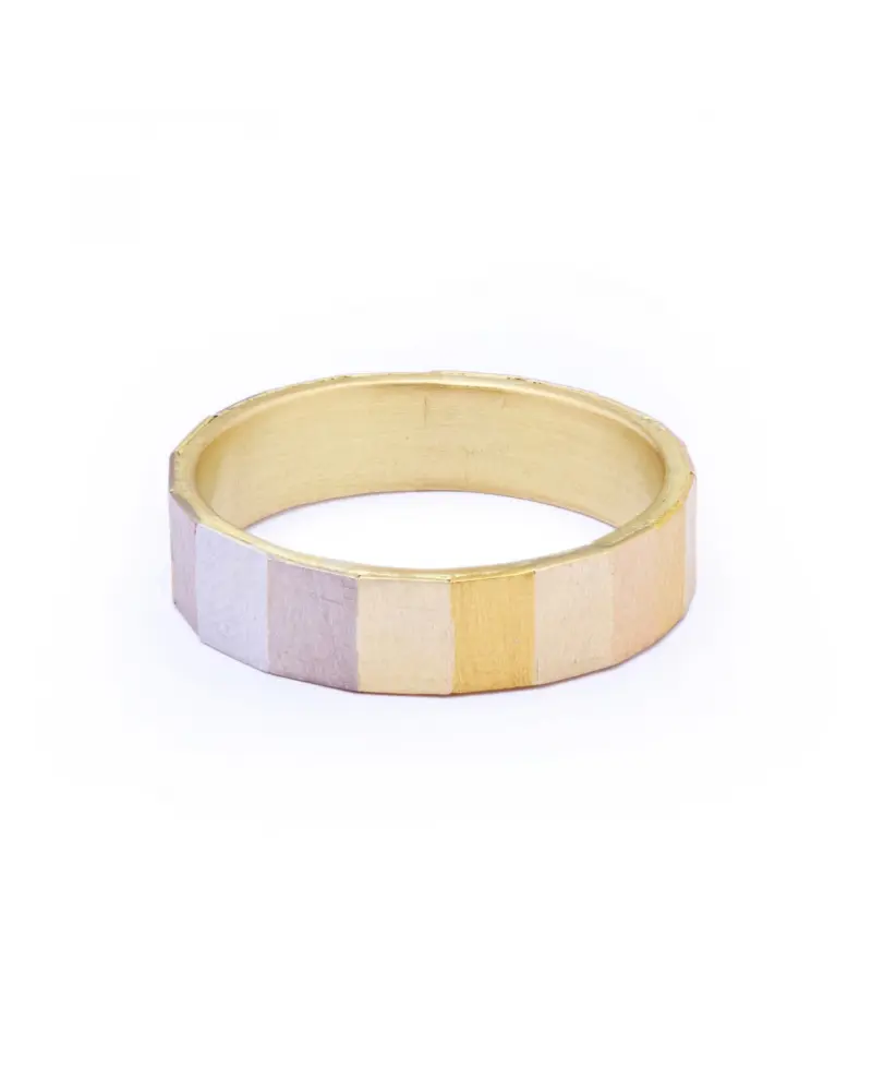 Sia Taylor KR16 RAIN Rainbow Gold Large Faceted Band WB