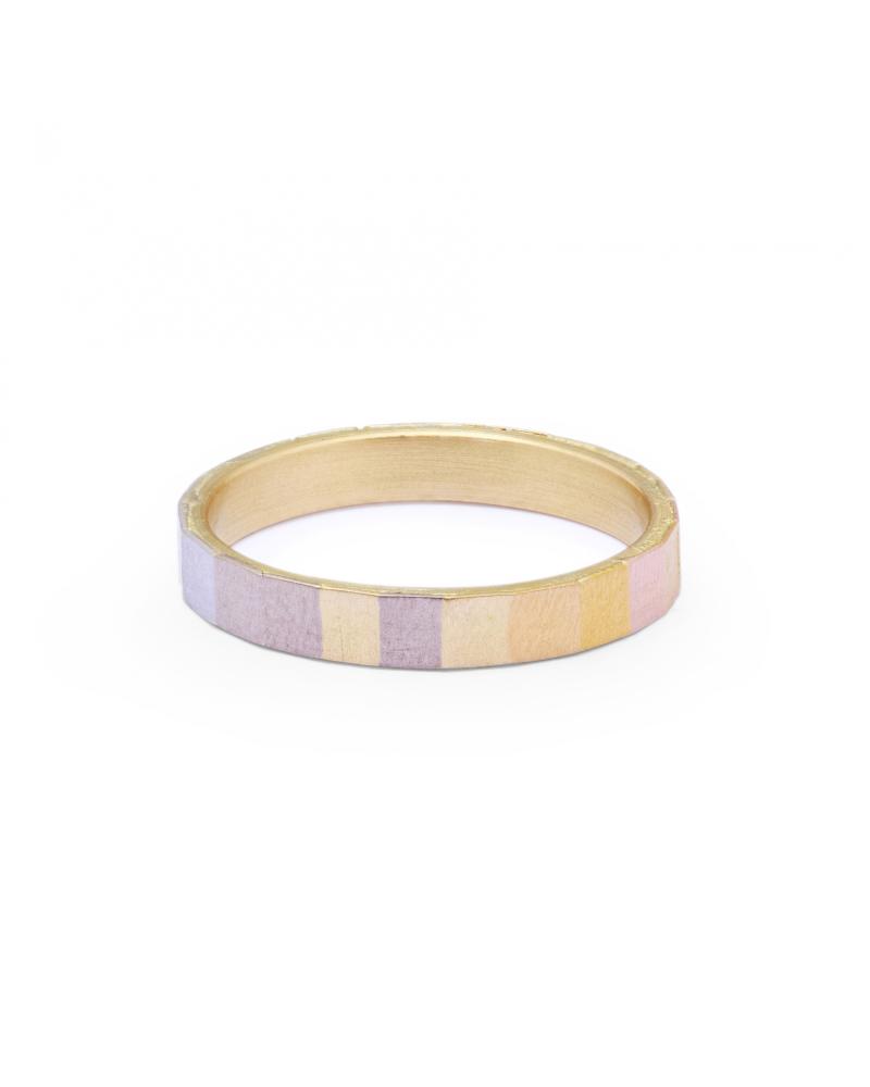 Sia Taylor KR15 RAIN Rainbow Gold Wide Faceted Band WB