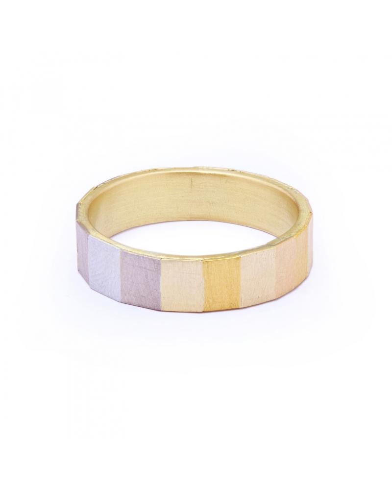 Sia Taylor KR16 RAIN Rainbow Gold Large Faceted Band WB