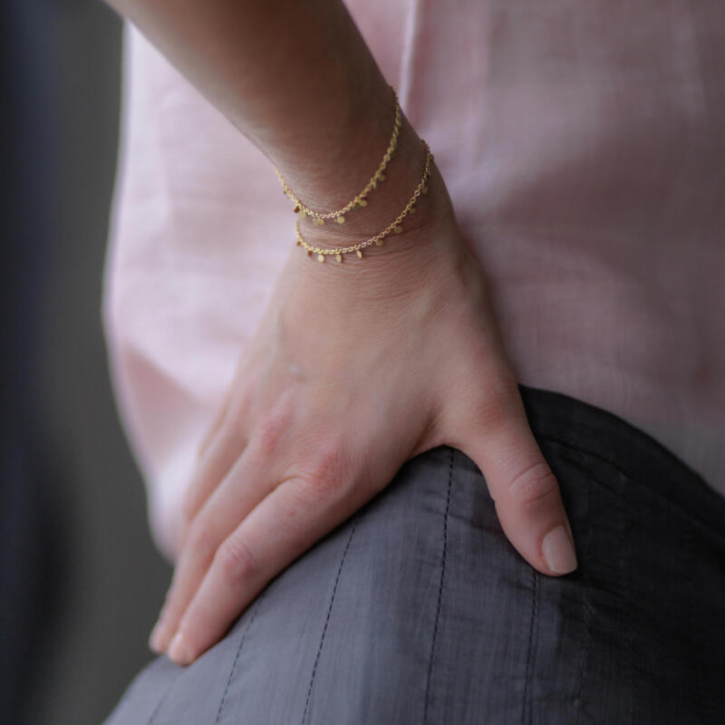 Sia Taylor DB6 Y Yellow Gold Tiny Double Dots Bracelet 4